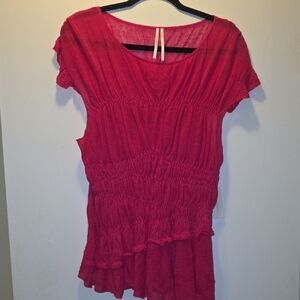 Anthropologie Red Blouse
